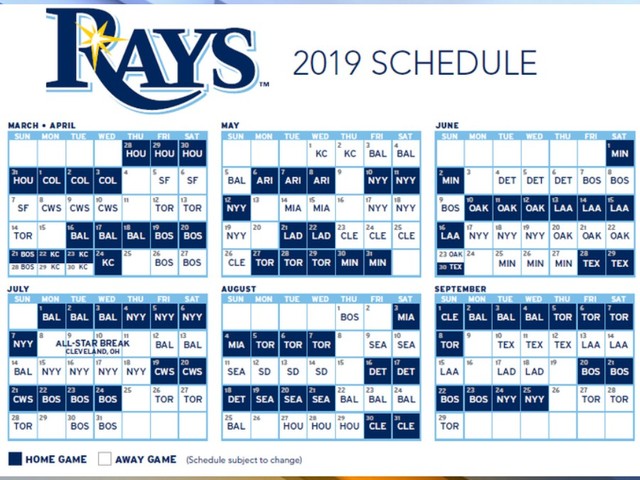 Tampa Bay Rays release 2019 regular season schedule - abcactionnews.com